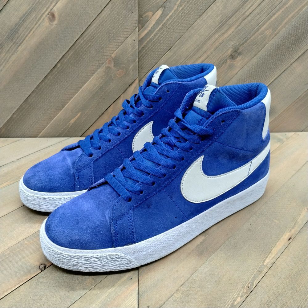 Nike SB‎ Blazer Mid Blue Suede Skateboard Sneakers Mens Size 9 Skater Shoes